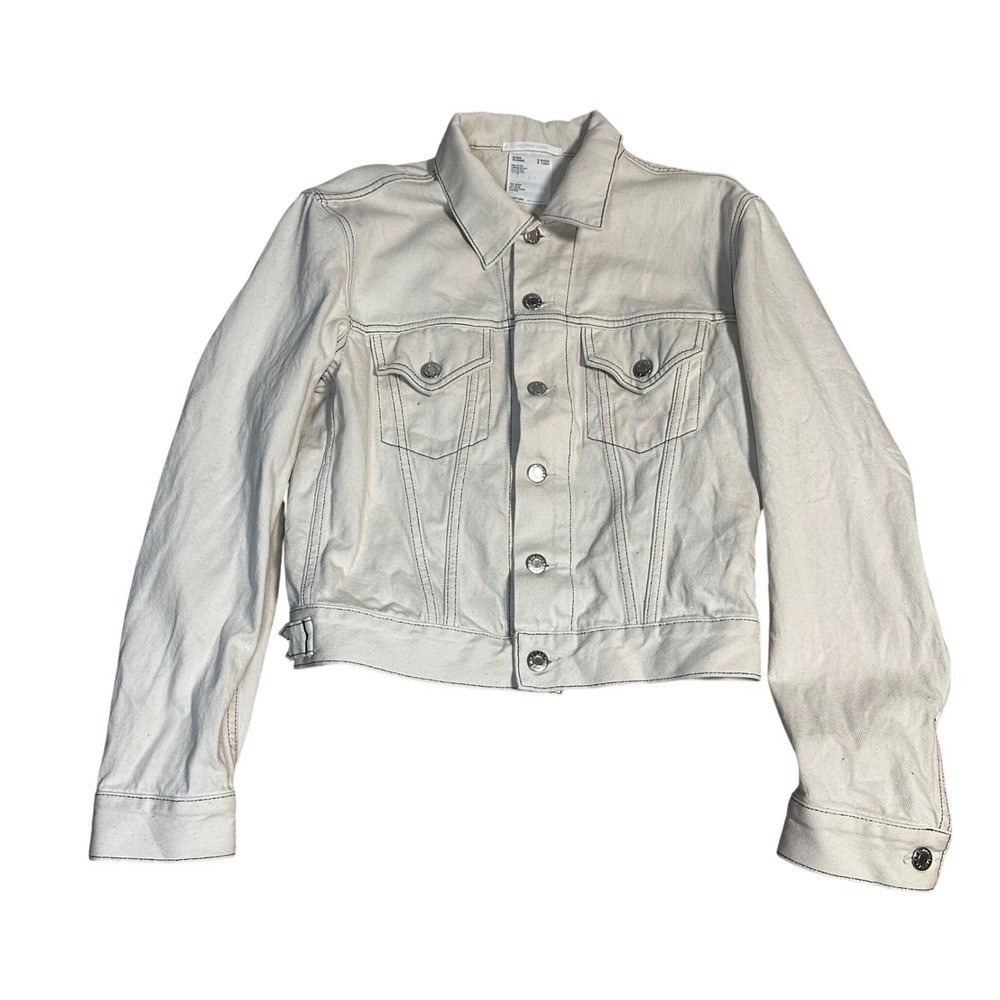 HELMUT LANG Cream Denim Jacket XS Man M Woman Cropped Trucker Style